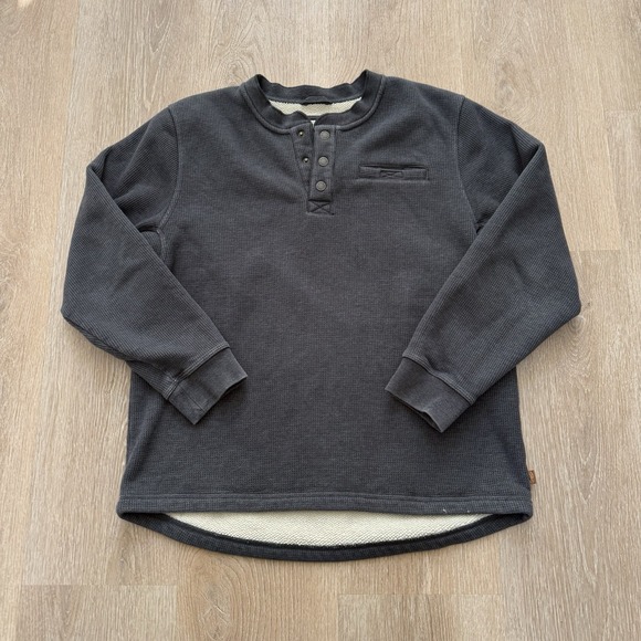 L.L. Bean Other - LL BEAN Waffle Fleece Henley Mens Large Gray Sherpa Lined Thermal Shirt